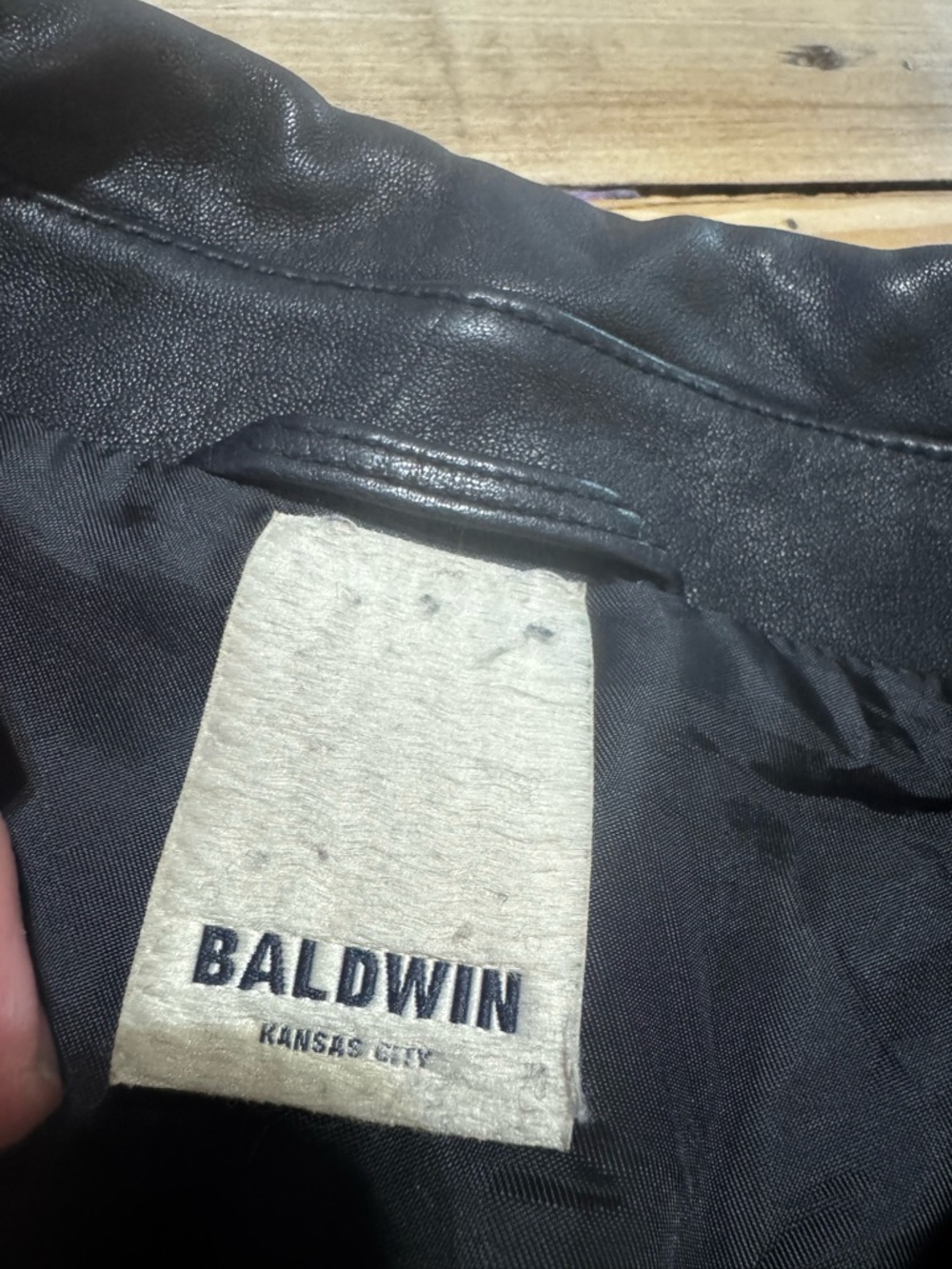 baldwin Black Leather Moto Bomber Jacket - Picture 2 of 3